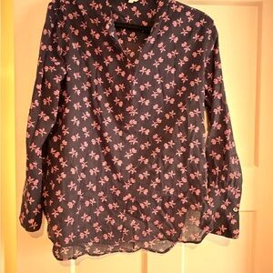 Elegant Black and Pink Floral Blouse